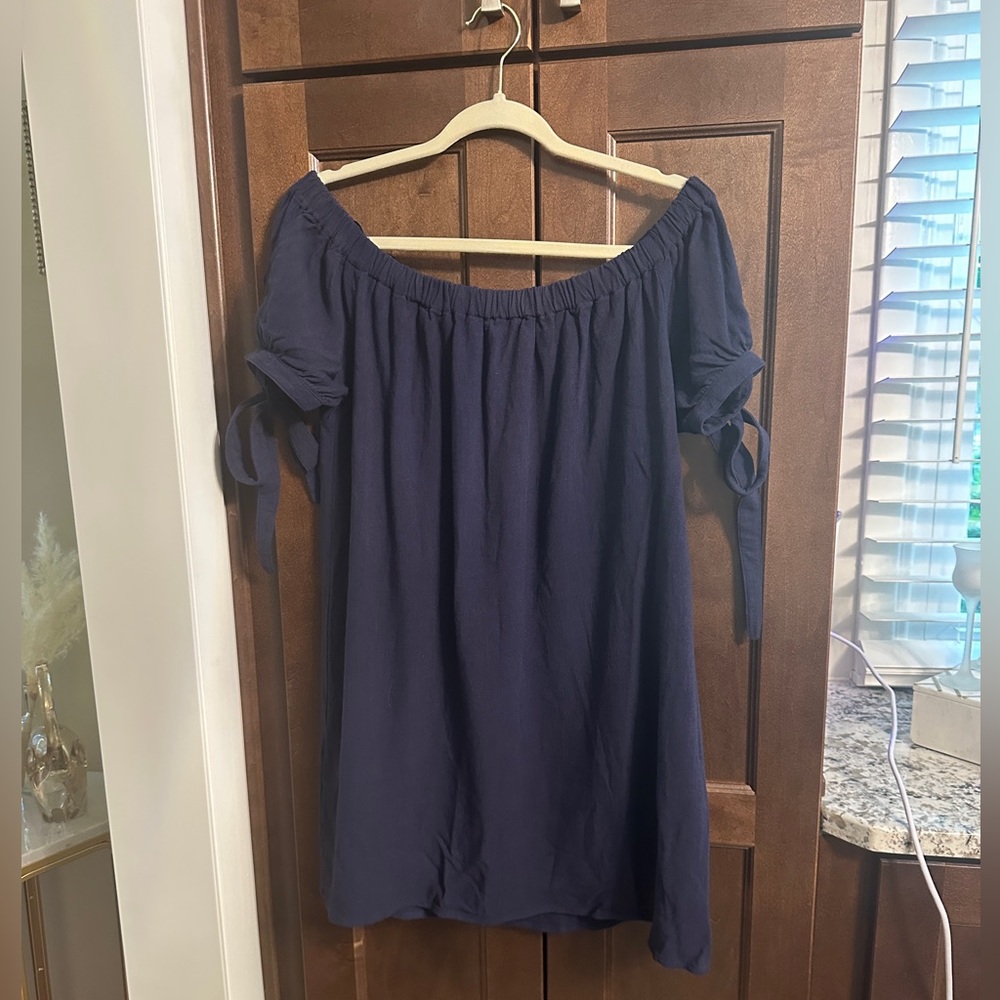 Lulu's Navy Off-Shoulder Blouse